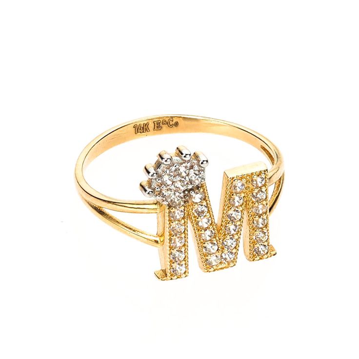 👑 PRODUCT DETAILS Unleash majestic elegance with our exquisite Crown Initial Letter "M" Ring, meticulously crafted from 100% Real Gold 14K and adorned with a sparkling CZ accent. This ring effortlessly marries personalization with regal sophistication. 💍 A Majestic Statement Available in ring sizes from 5 to 9, our Crown Initial Letter "M" Ring makes a statement of both style and significance. With an approximate weight of 2.5 grams, it offers a substantial yet graceful piece to grace your fin M Letter Ring For Women, Gold Diamond Ring With Initials, Fine Jewelry, Yellow Gold Diamond Initial Ring Hallmarked, Fine Jewelry Diamond Ring With Initials, Yellow Gold Diamond Rings With Initials, Formal Diamond Ring With Initials, Elegant Cubic Zirconia Jewelry With Initials, Elegant Yellow Gold Diamond Ring With Initials, Luxury Initials Jewelry In Cubic Zirconia