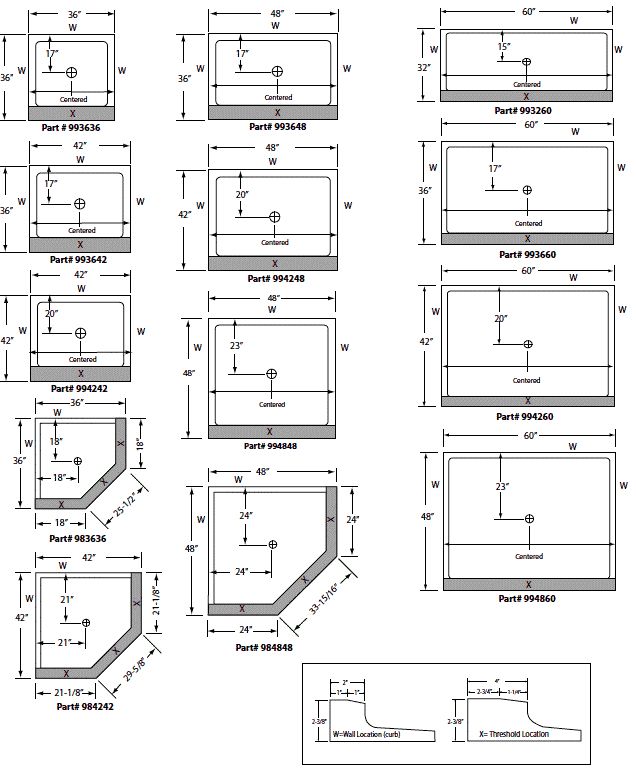 the diagram shows different types of bathtubs and their corresponding measurements for each tub