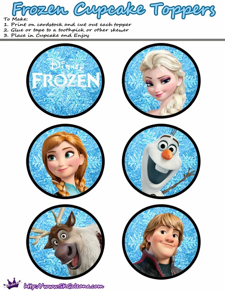 the frozen princess cupcake toppers are shown in four different styles and sizes, including one