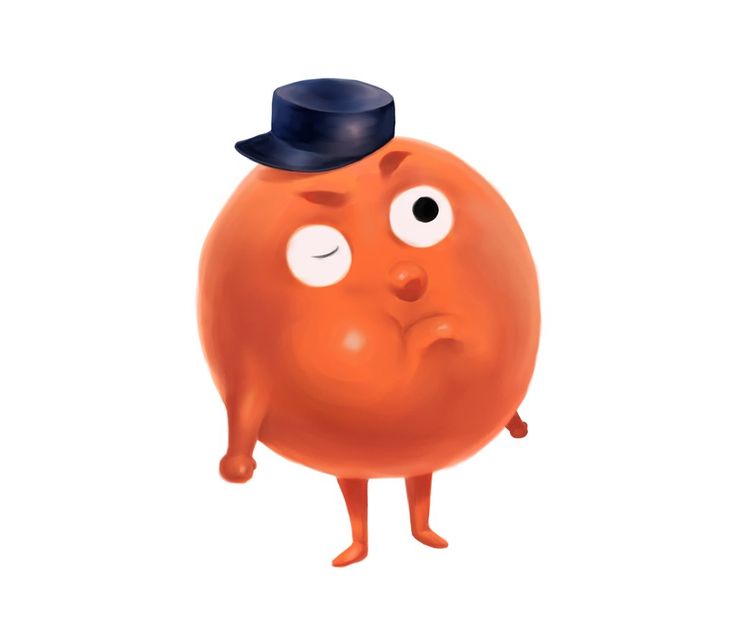 an orange character with a hat on his head