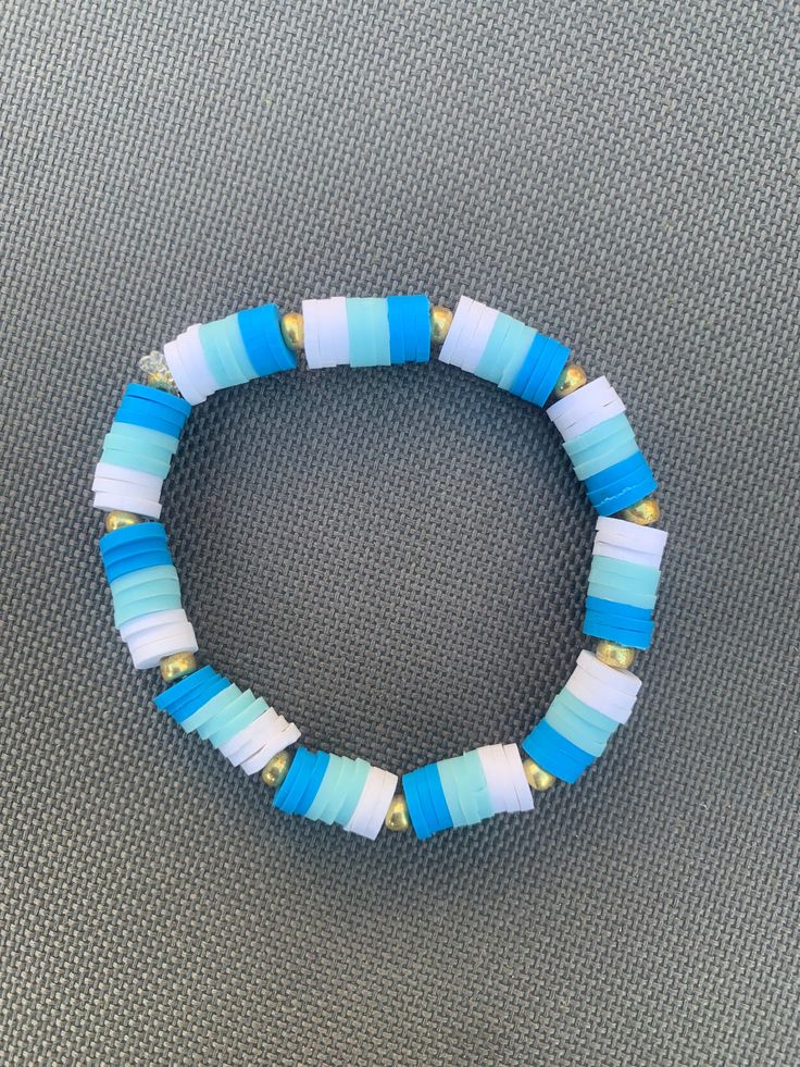 Preppy/ Vsco blue Haven Clay Beaded Bracelet | Etsy UK Clay Bead Inspiration, Jewellery Preppy, Preppy Clay Bead Bracelets Ideas, Blue Clay Bead Bracelets, Clay Bracelets Diy, Clay Bead Bracelet Ideas Preppy, Polymer Clay Bracelet Ideas, Cute Clay Bead Bracelet Ideas, Preppy Bracelet Ideas