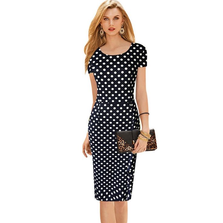 Tight Midi Dress, Midi Pencil Dress, Elegante Casual, Draped Dress, Knee Length Dresses, Dress Code, Polka Dot Dress, Dot Dress, Knee Length Dress