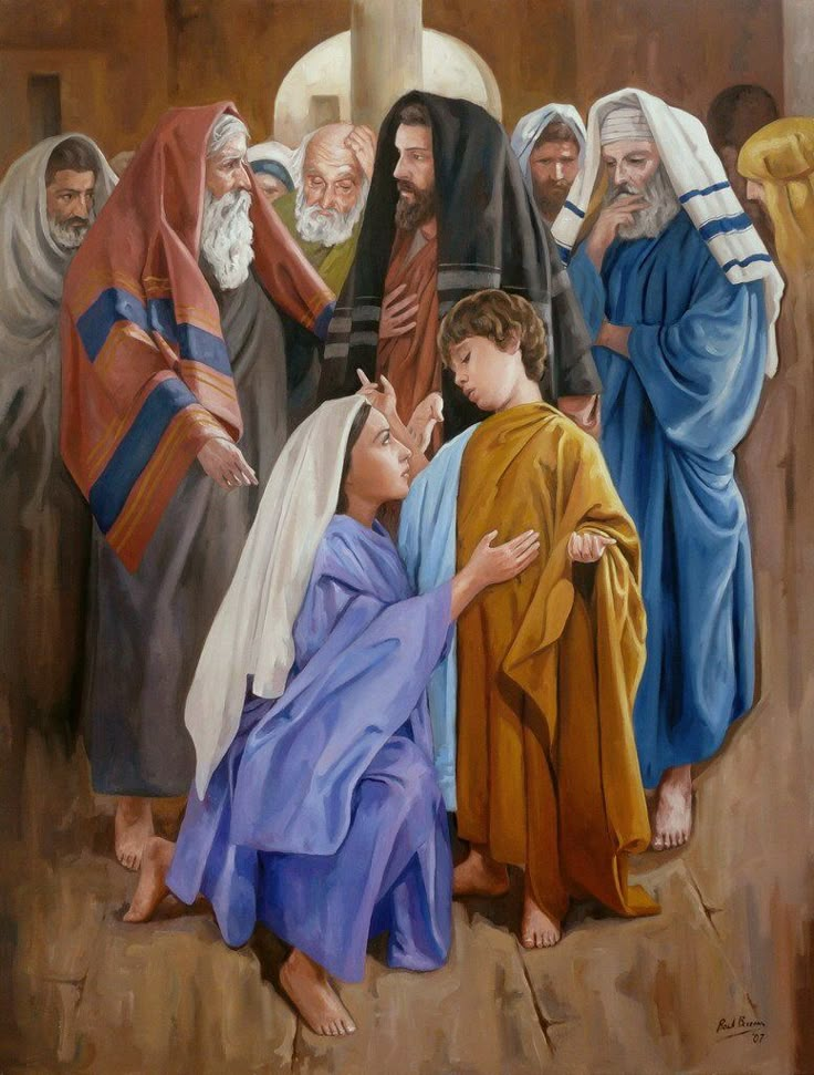 an oil painting of jesus and the three wise men