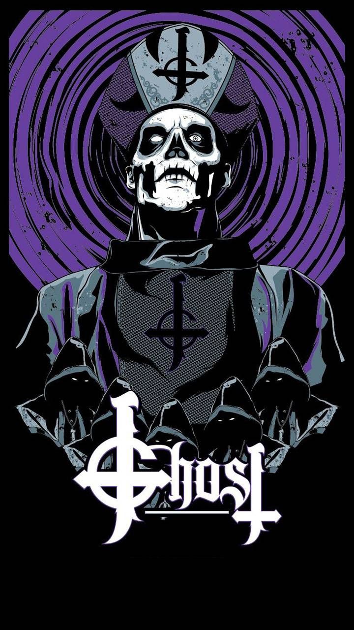 the poster for ghost, which features a skeleton wearing a hat and holding a knife