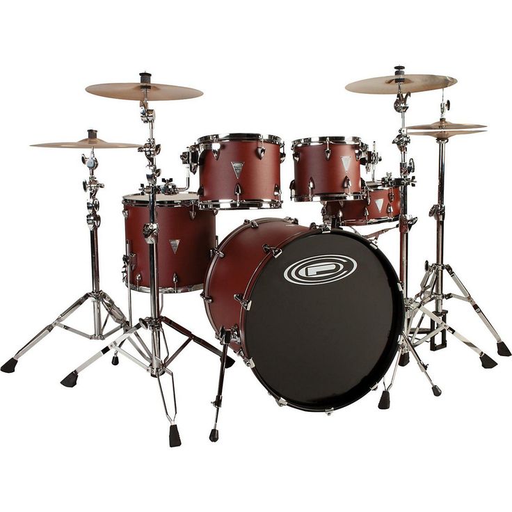 a red drum set sitting on top of a white background