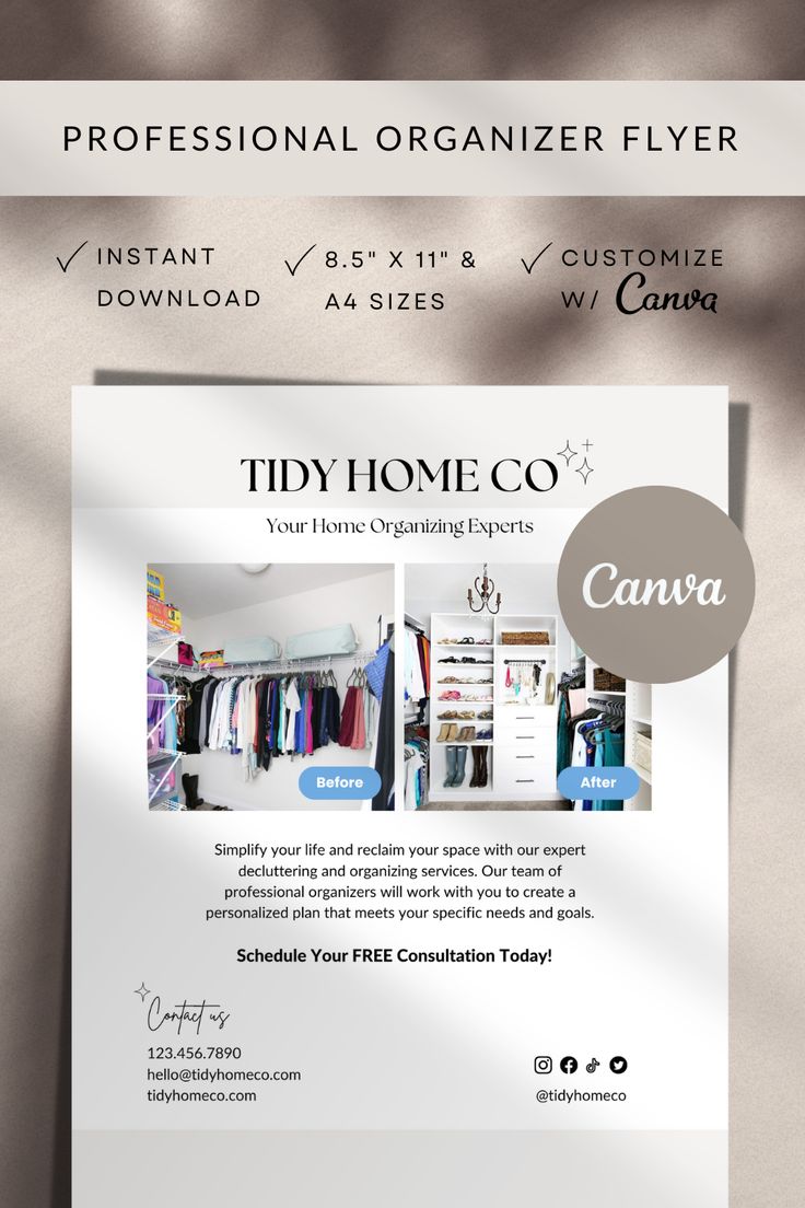 Home organizer flyer professional organizer flyer professional organizer forms book me flyer canva Organization Photos, Organizer Business, Canva Marketing, Organizer Template, Elevator Pitch, Organizing Services, Get More Clients, House Organization, Home Organizer