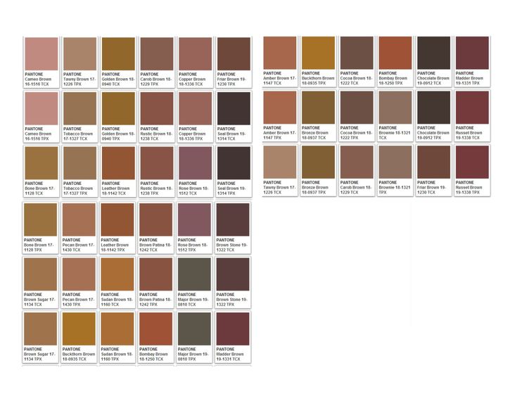 the different shades of brown and red are shown on this page, with each color