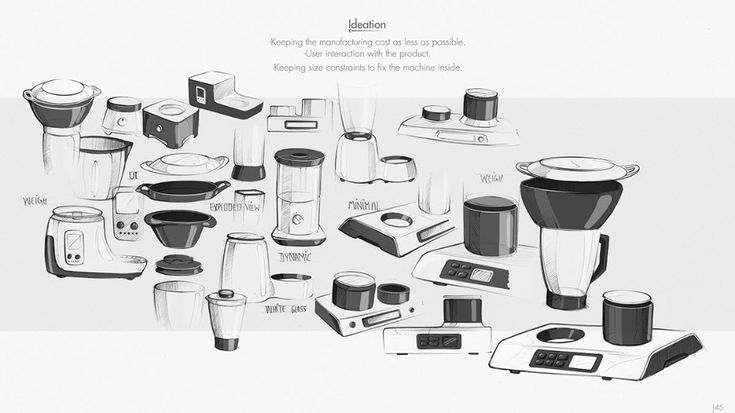 a black and white drawing of kitchen appliances with instructions on how to use the blender