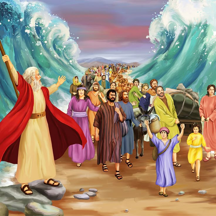 an image of jesus walking on the beach with many people