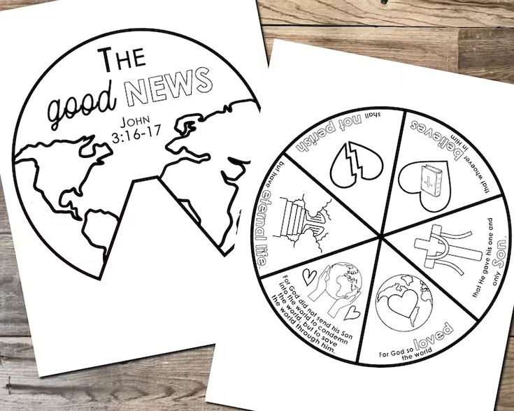 the good news coloring page with an image of a world map on it and two ...