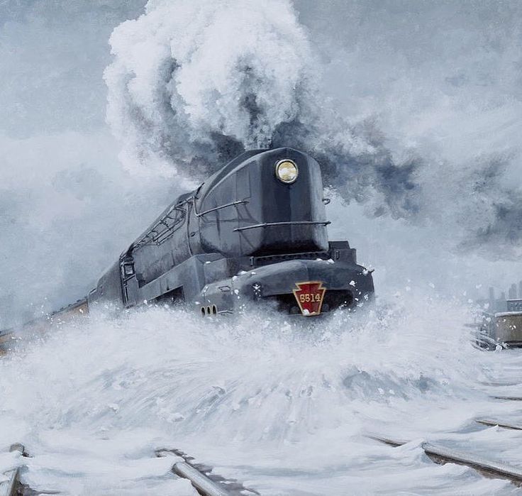 'Dashing Through The Snow' acrylic painting by David Mittner US. 'Сквозь снег' работа акрилом Дэвида Миттнера США.  #иллюстрация #живопись #искусство #графика #акрил #холст #арт #выставки #art #illustration #artsy #drawing #draw #contemporaryart #acrylic #sketchbook #graphic #exhibitions #timetoart Snow Train, Snow Magic, Csx Trains, Railroad Art, Passenger Train, Steam Engine Trains, Dashing Through The Snow, Pennsylvania Railroad, Snow Art