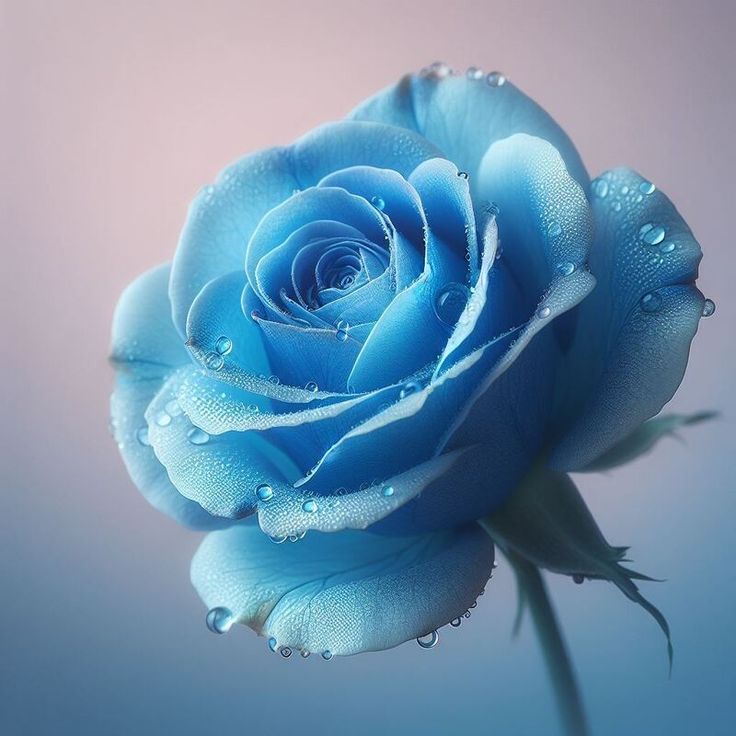 a blue rose with water droplets on it