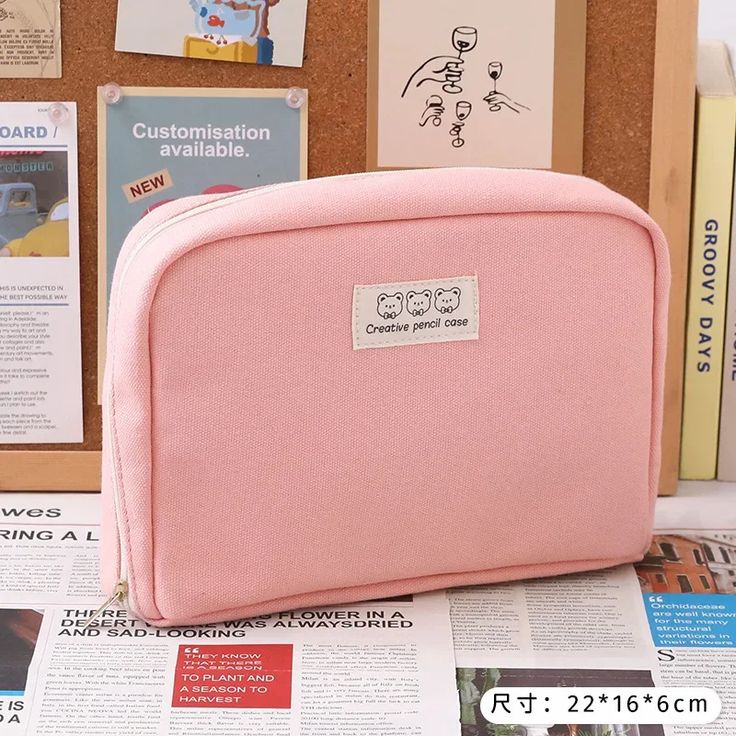 Place Of Origin : China (mainland) Item Width : 16cm Item Weight : 130g Item Length : 22cm Item Height : 6cm Model Number : cosmetic bags Material Composition : canvas Shape : Pillow Pattern Type : Solid Closure Type : zipper Style : Casual Main Material : CANVAS Item Type : Cosmetic Cases CN : Hubei product : cosmetic bags color : beige,gray,green,pink material : canvas style : casual WHAT ABOUT REFUND?   Fast refund,100% Money Back Guarantee. If your product is defective or doesnt work properl Pink Pencil Case, Pink Storage, Preppy School Supplies, Pink Pencil, Kawaii Bag, Cute Pencil Case, Writing Essentials, Pen Organization, Stationery Storage