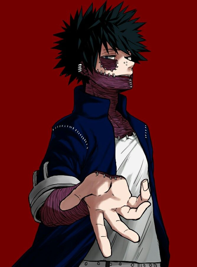 an anime character with black hair holding his hand out to the side, while wearing a scarf