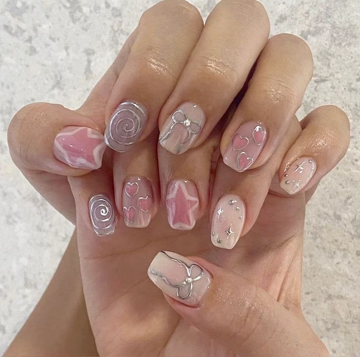 Pin by July Maritza on Manicuras💅🏼🎀💖🫶🏼⭐️ | Hippie nails, Blush nails ...