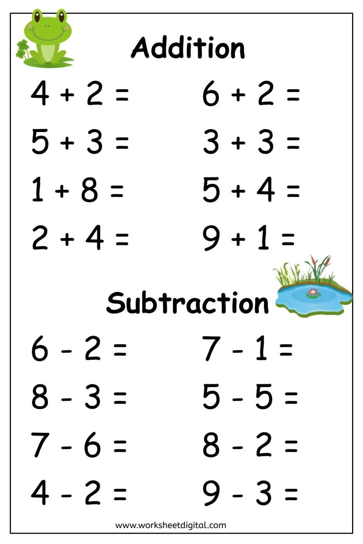 Addition and Subtraction Worksheet for Kindergarten in 2024 ...