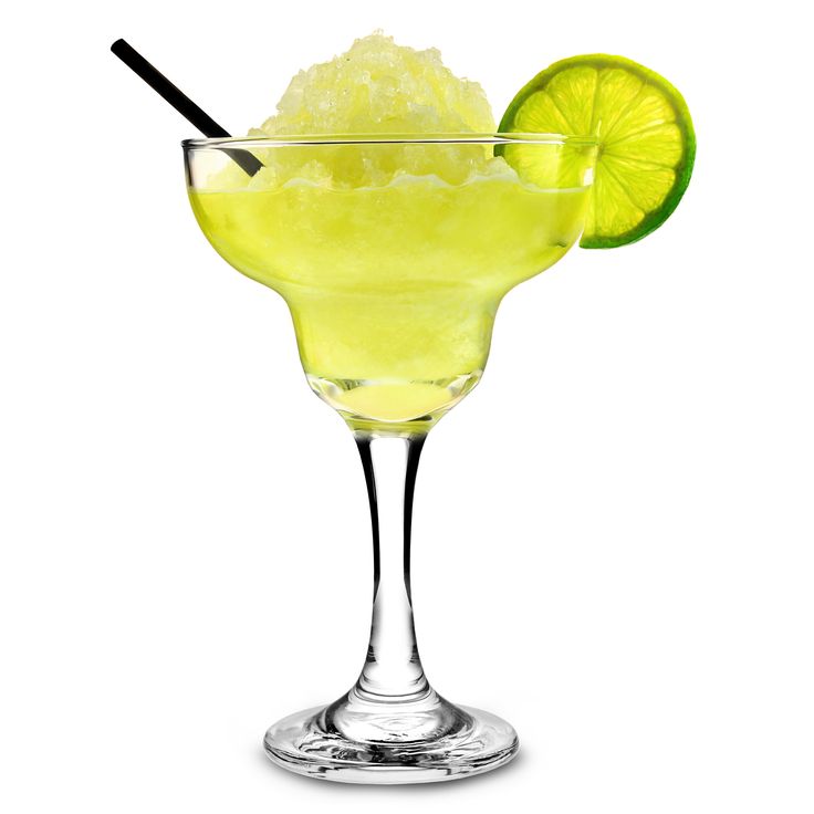 a margarita cocktail with lime and sugar garnish in a coupe glass on a white background