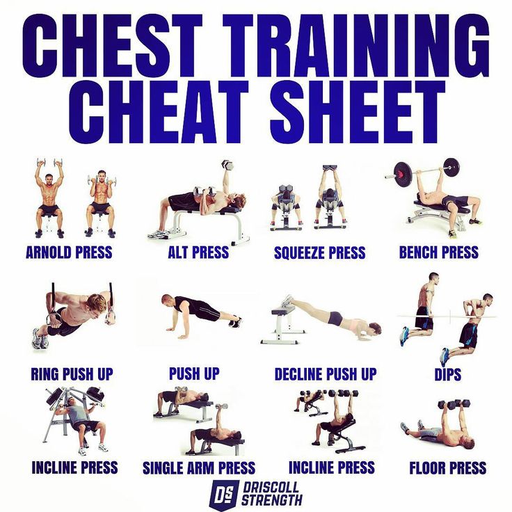 the chest training chart shows how to use dumbbells and push ups for strength