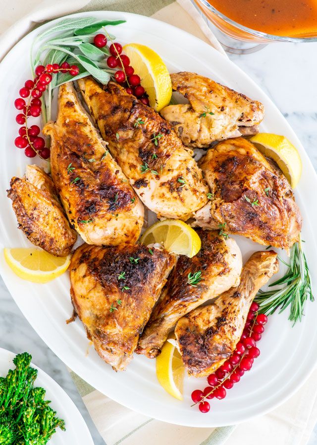 This beautiful Spatchcock Chicken is crispy, juicy, and bursting with ...