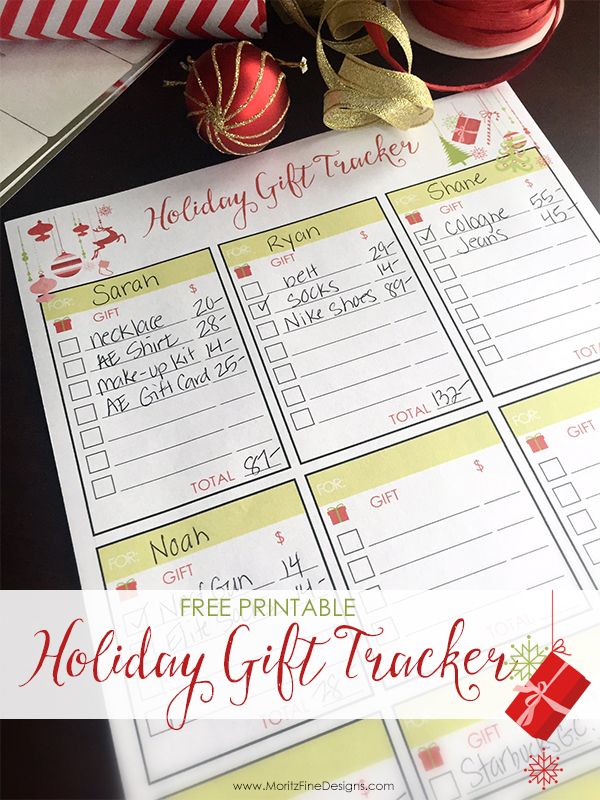 Christmas Gift Tracker Printable