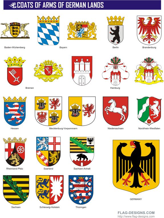 the coat of arms of german lands and their emblems are shown in this image