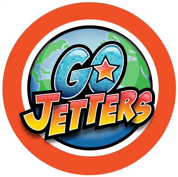 the logo for gojetrs is shown in an orange and white circle with stars on it