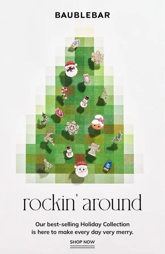 an advertisement for baublebar's rockin'around holiday collection