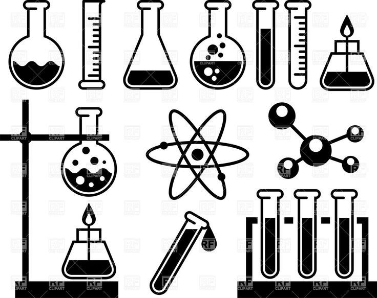 black and white science icons on a white background - free image 34971