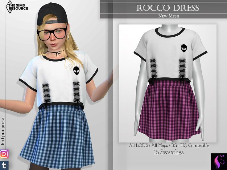 The Sims Resource - Rocco Dress | Sims 4 cc kids clothing, Plaid skirt ...