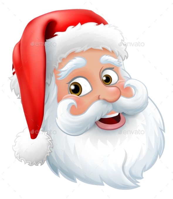 a cartoon santa claus face wearing a red hat - christmas seasons greetings / holidays