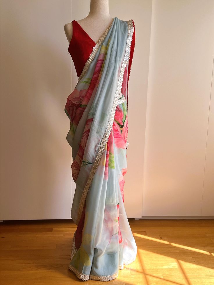 Multicolor Floral Pure Organza Saree Only Fall and Pico done. Blouse= Does not come with a blouse Note: Blouse in mannequin is a fashion suggestion, display purpose only Elegant Multicolor Tissue Silk Pre-draped Saree, Fitted Multicolor Pre-draped Saree For Festivals, Designer Multicolor Tissue Silk Pre-draped Saree, Festive Multicolor Organza Pre-draped Saree, Fitted Cotton Silk Dupatta With Floral Print, Summer Multicolor Georgette Pre-draped Saree, Floral Print Cotton Silk Dupatta, Fitted Multicolor Pre-draped Saree With Self Design, Fitted Floral Print Chanderi Pre-draped Saree