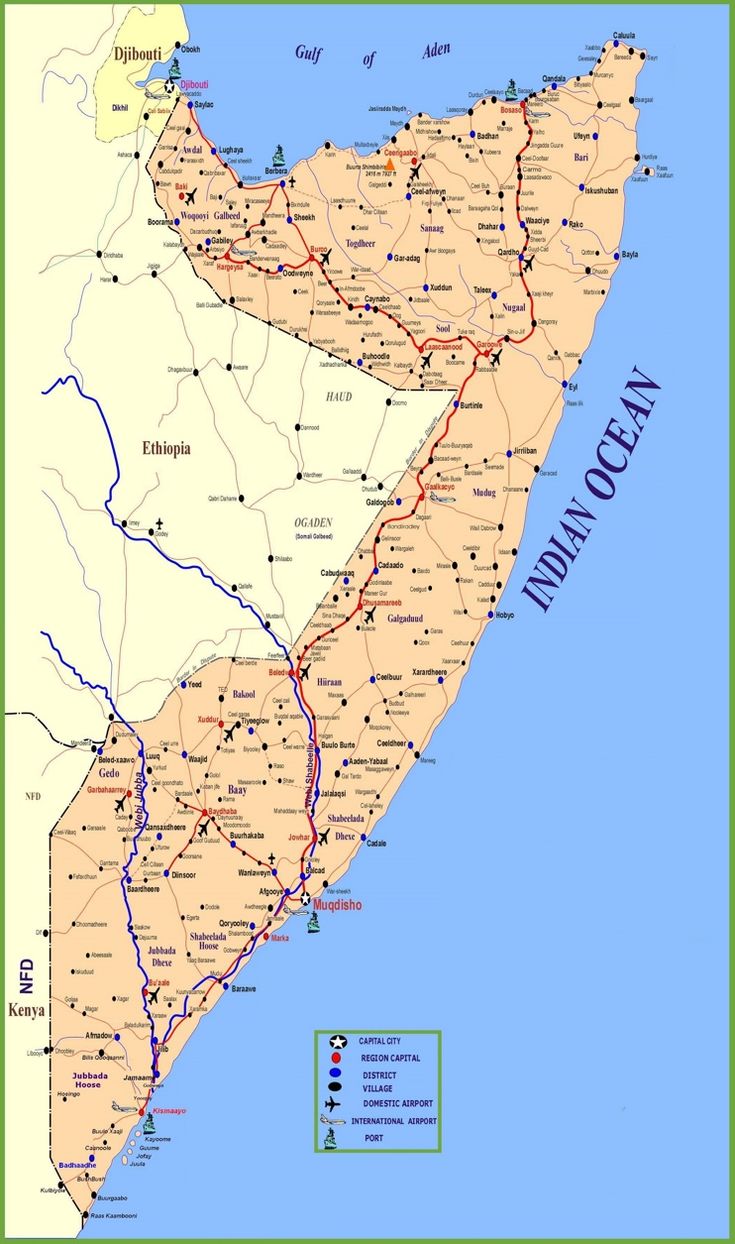 Large detailed map of Somalia with cities and towns | Detailed map, Map ...