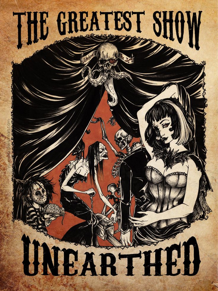 the greatest show unleashed poster with an image of two women and skulls on it