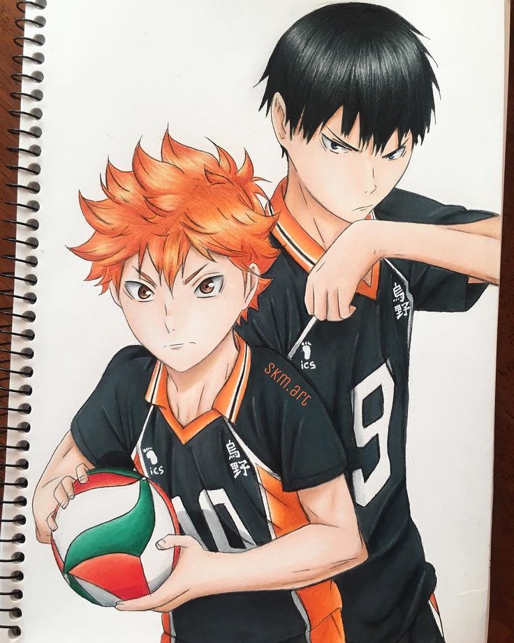 a drawing of two young men holding a soccer ball in front of each other with their arms around one another