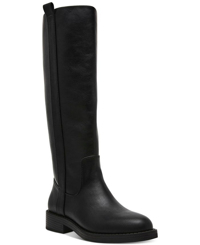 DV Dolce Vita Women's Pennie Knee-High Riding Boots - Macy's Flat Tall Black Boots, Black Knee High Boots Flat, Riding Boots Outfit 2024, Tall Black Boots Outfit Fall, Black Calf Boots Outfit, Boots 2024 Trend, Fall Boots 2024, Black Knee Boots Outfit, Black Tall Boots Outfit