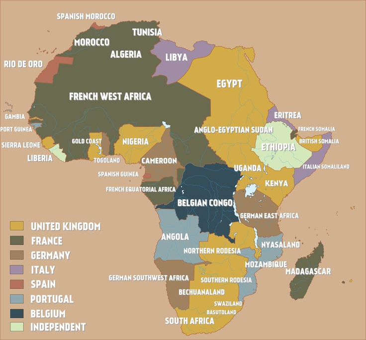 Africa at the start of the World War I (1914) French West Africa ...