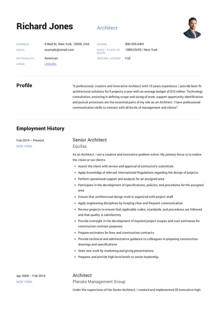 a professional resume for an employee