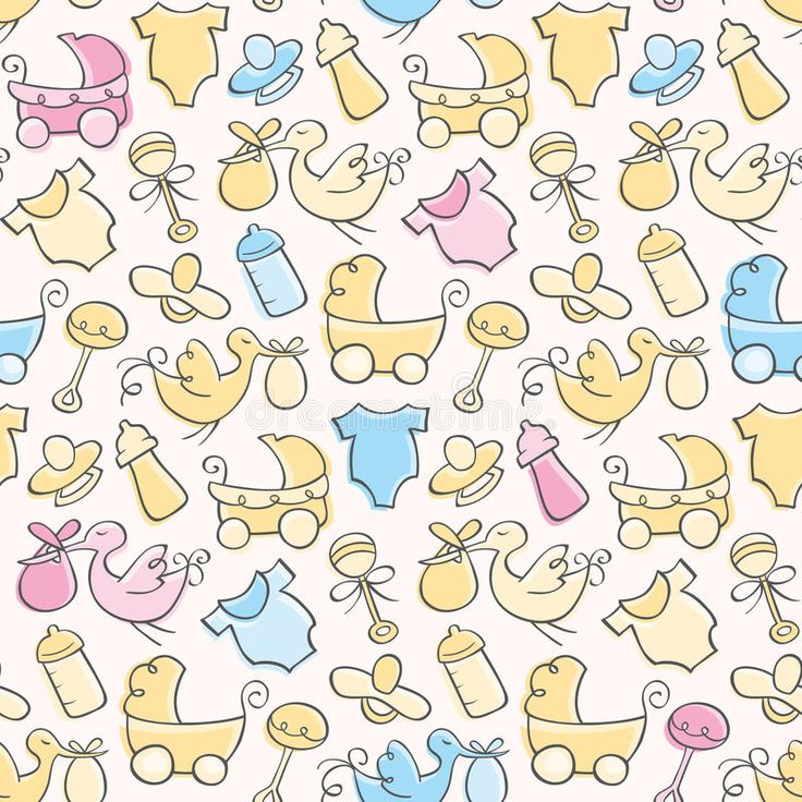 seamless baby items background with pastel colors - stock photo and royalty free clipart