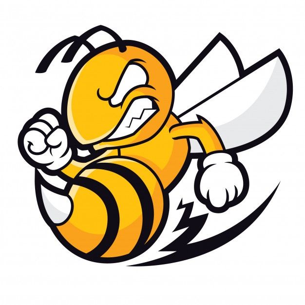 a cartoon bee flying through the air