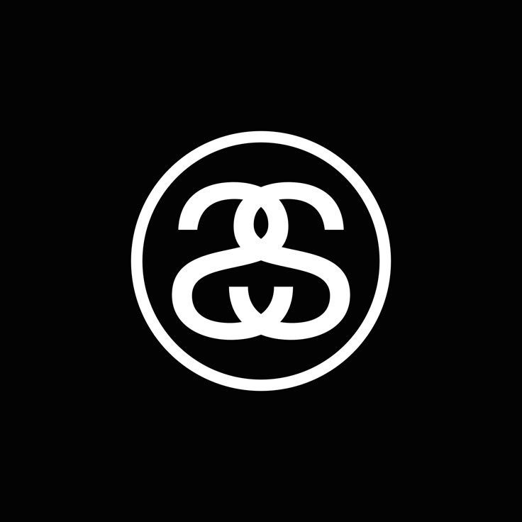 a black and white logo with the letter s in it's center, on a dark background