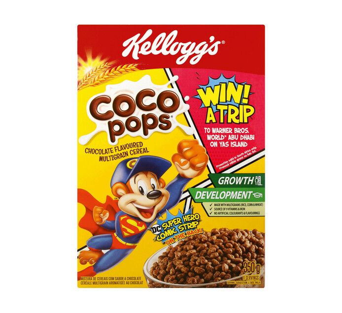 a bag of cereal that has been placed on top of a bowl with the word cocopops