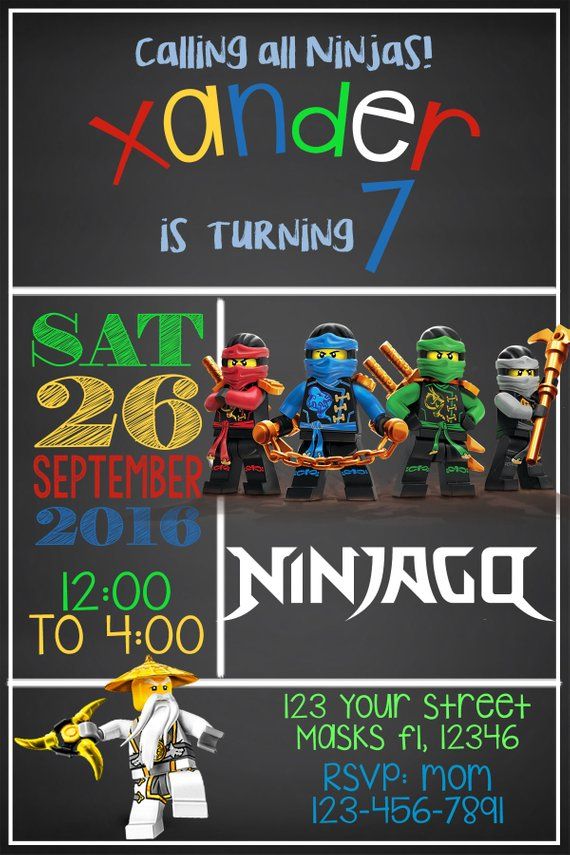 Ninjago, Ninjago Invitation, Ninjago Party, Ninjago Birthday ...