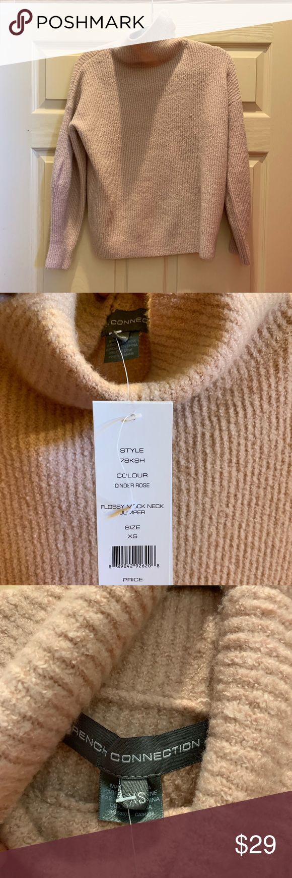 NWT FRENCH CONNECTION SWEATER Super soft and excellent quality. It is new with tags but it has a little snag on the front. French Connection Sweaters French Connection, Colorful Sweaters, Burlap Bag, Checks, Reusable Tote Bags, Sweaters For Women, Tote Bag, Tags, Pink