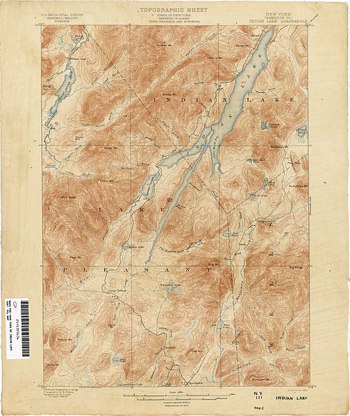 Indian lake, Topo map, Map