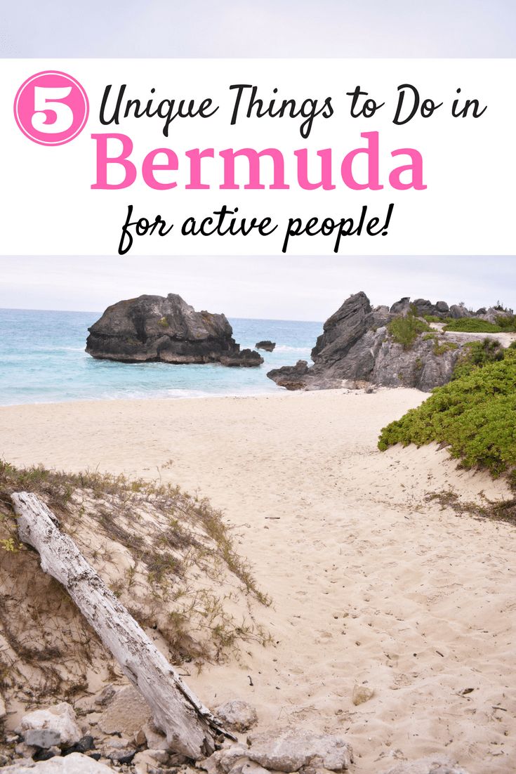 the beach with text that reads, unique things to do in bermuda for active people