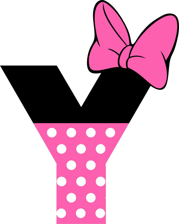 the letter y is decorated with polka dots and a pink bow on it's head