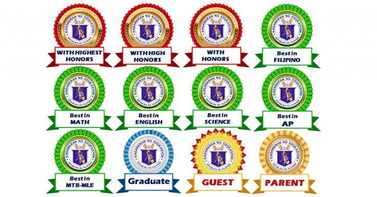 the award badges for each student's class are shown in blue, green and gold