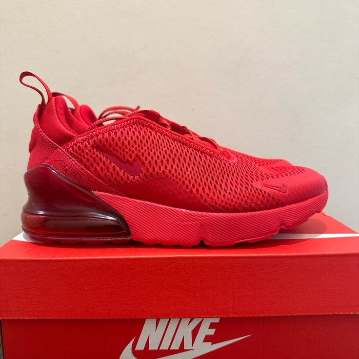 Little Kid Nike Air Max 270 University Red/University Red/Black Cw6988-600 Brand New In Box Red Sneakers With Air Cushioning For Sports, Red Sneakers With Air Cushioning For Jogging, Red Mesh Sneakers For Jogging, Casual University Red Basketball Shoes With Air Max Cushioning, Red Mesh Running Shoes For Jogging, Red Running Shoes With Air Cushioning For Jogging, University Red Casual Basketball Shoes With Air Max Cushioning, Casual Red Sneakers With Air Max Cushioning, Red Casual Sneakers With Air Max Cushioning