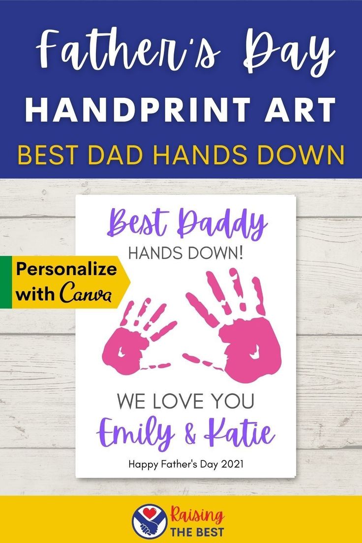 EDITABLE Best Dad Hands Down Printable Handprint Art DIY Father's Day ...