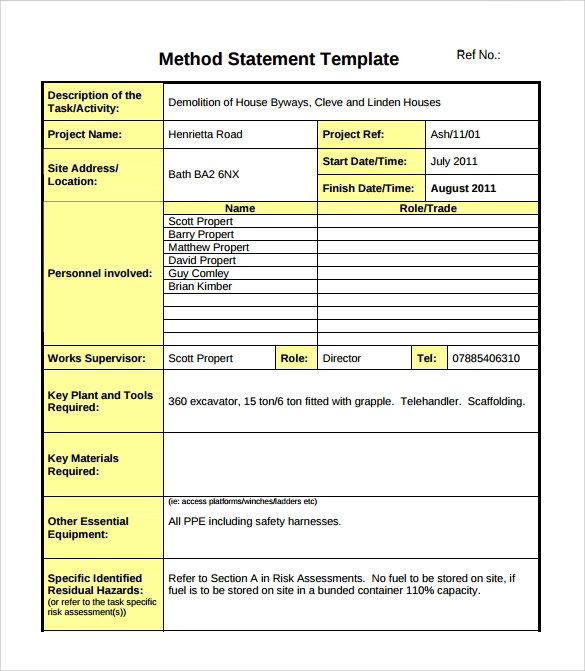 10+ Method Statement Templates | Free Word & PDF Formats, Samples ...